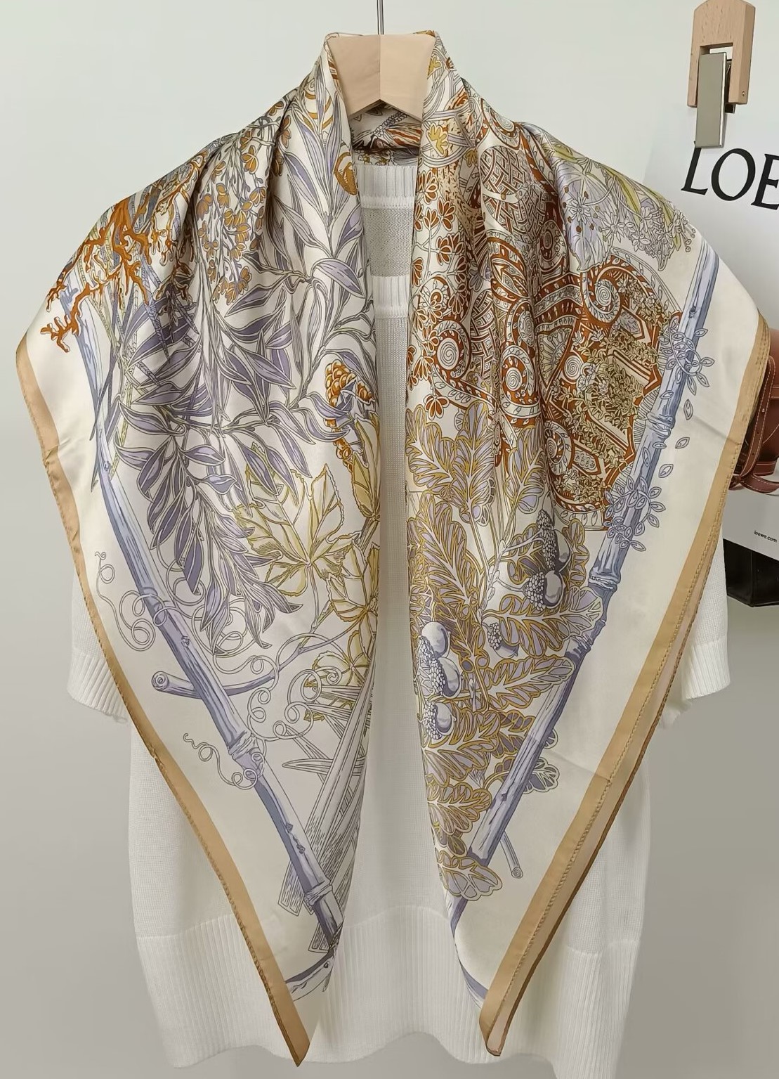 Face Scarf Mask - 90CM Mulberry Silk Printed Square Scarf,