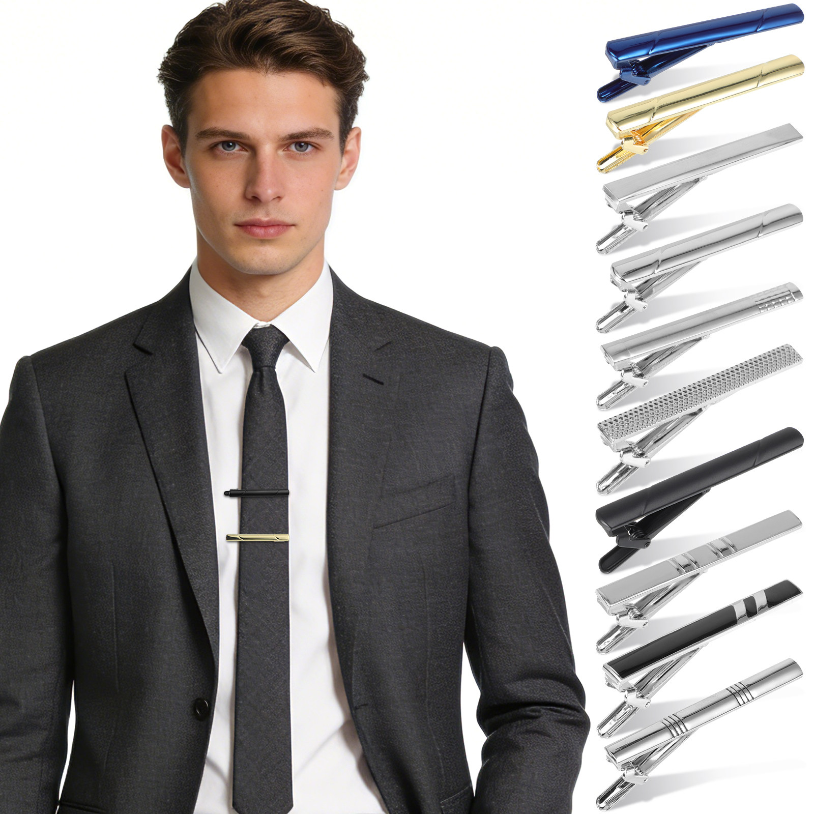 10Pcs Necktie Clip Set Classic - đánh giá và giá Tie Bar Set Gift