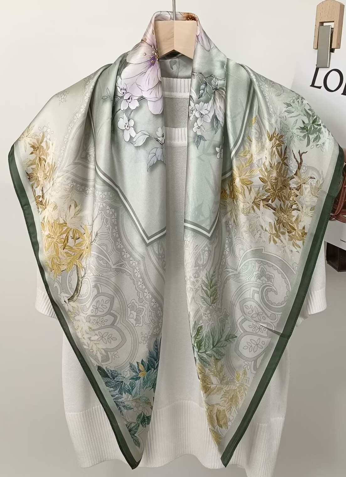 90CM Mulberry Silk Printed Squ - đánh giá và giá Face Scarf Mask