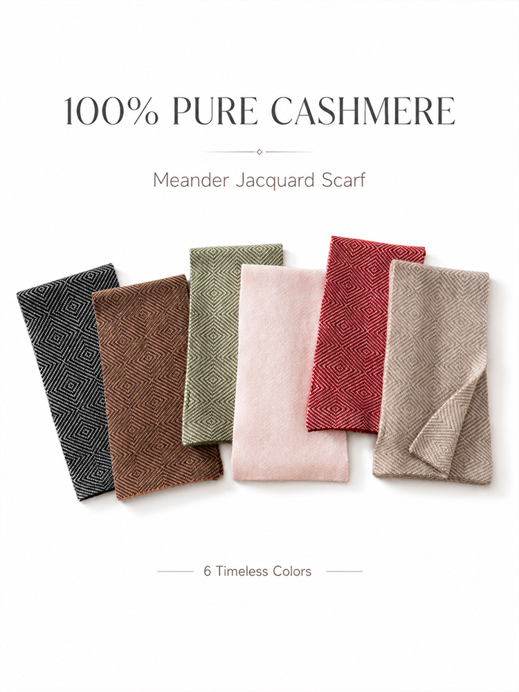 100% Cashmere Scarf Jacquard S - đánh giá và giá Muffler Men Wool