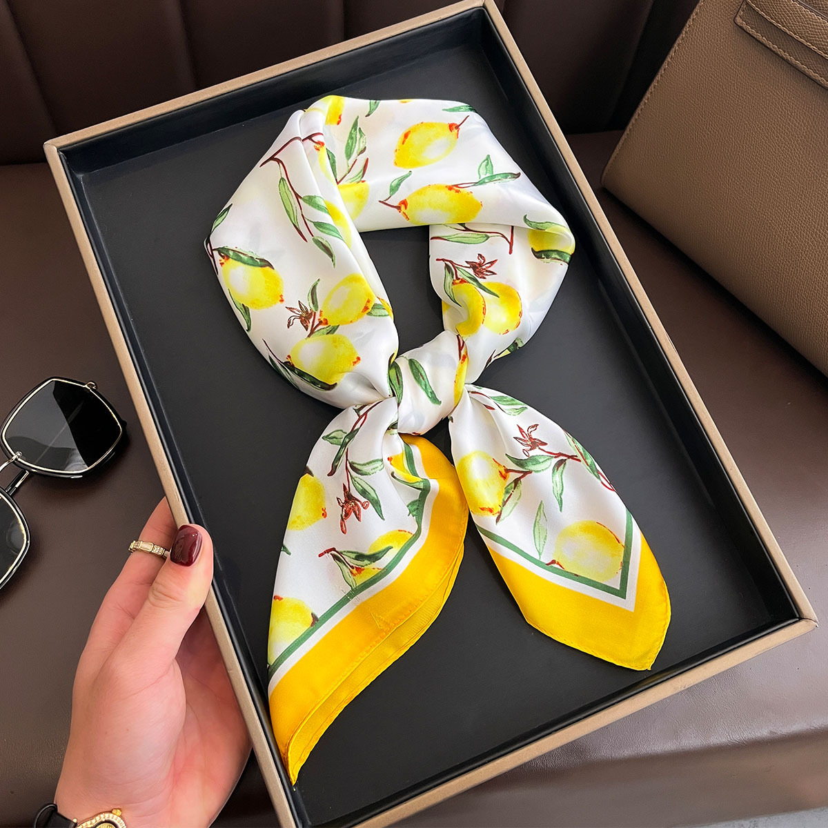 2025 New Yellow Lemon Print Sq - đánh giá và giá Face Scarf Mask