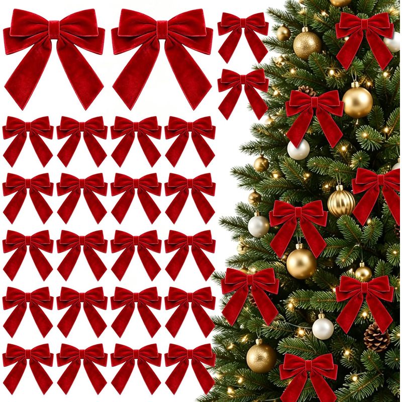 24Pcs Pre-Tied Red Velvet Bows - đánh giá và giá Bow Tie Pre Tied
