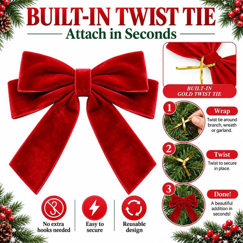 24Pcs Pre-Tied Red Velvet Bows - đánh giá và giá Bow Tie Pre Tied