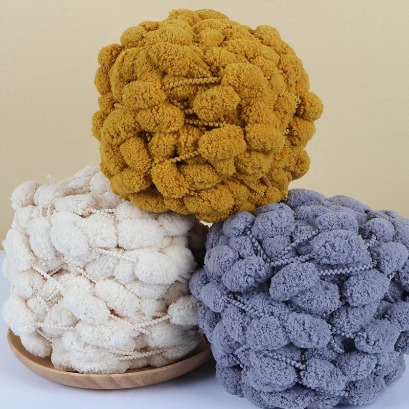 130G/Roll Pompom Yarn Mixed Co - đánh giá và giá Woven Scarf Blanket